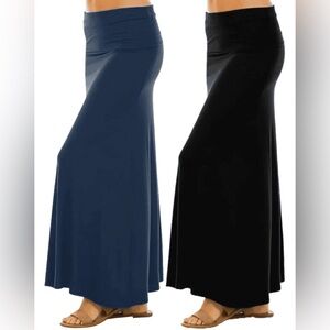 2 Elegant Women's Maxi Skirts in Black and Navy. S. NEW w tags